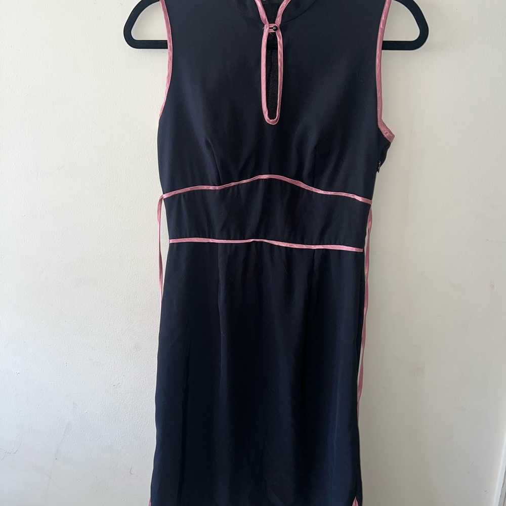 Black Dress with Pink Trim